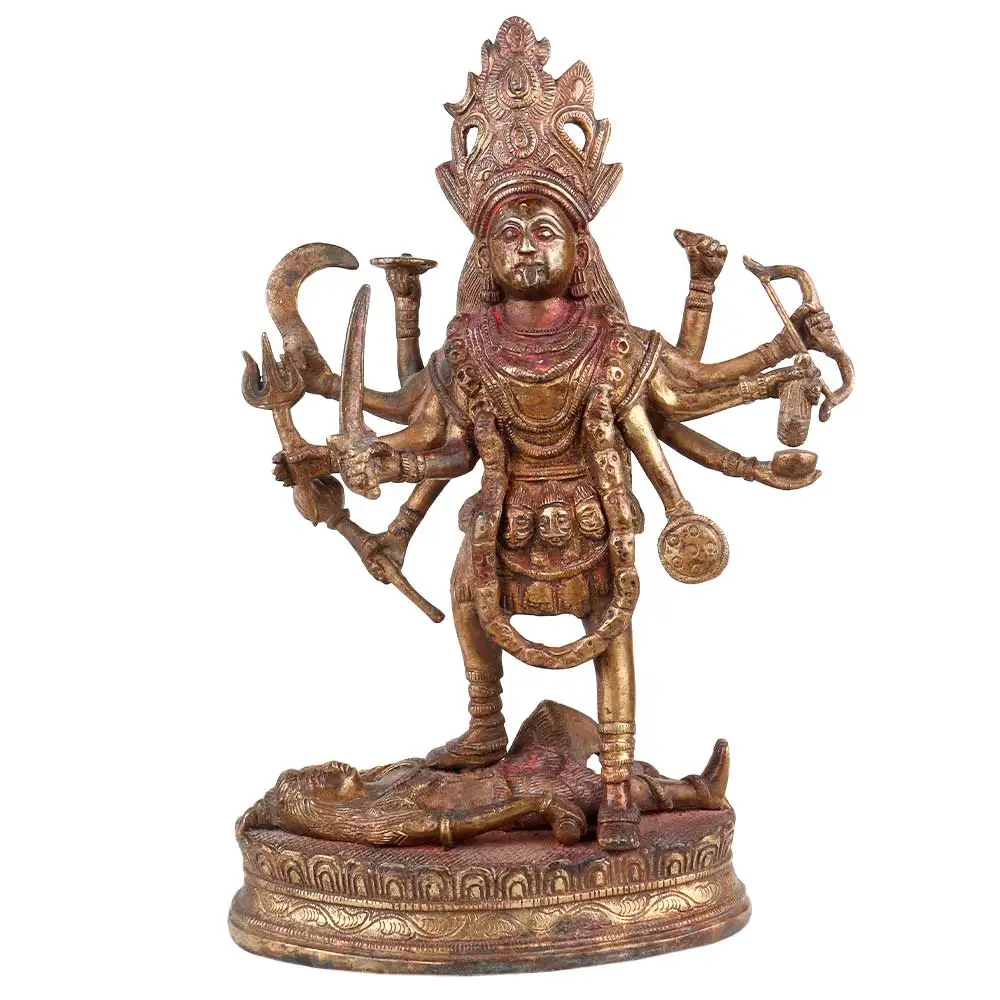 

Handmade Golden Brass Maha Kali Goddess Sculptures Figurine Statue Statement Pieces Decor Gift Items