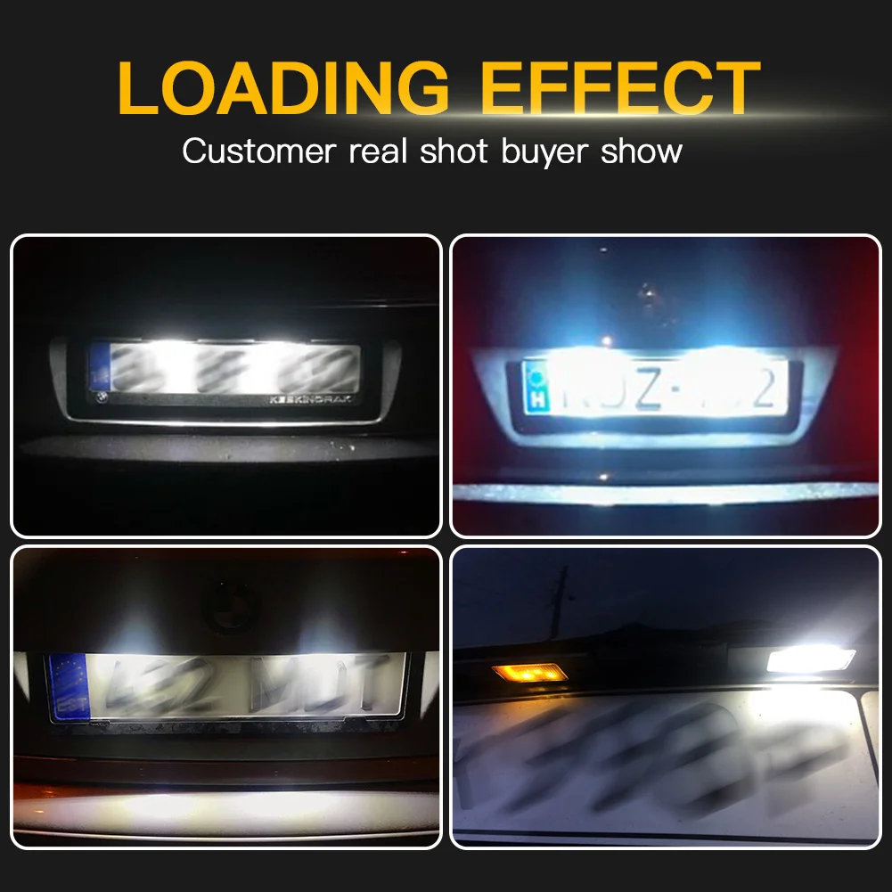 2ps BMW LED مصباح ترخيص Canbus لسيارات BMW E81 E87 E63 E64 M6 E85 E86 Z4 F12 F13 F20 K48 الأبيض LED رقم لوحة ترخيص ضوء