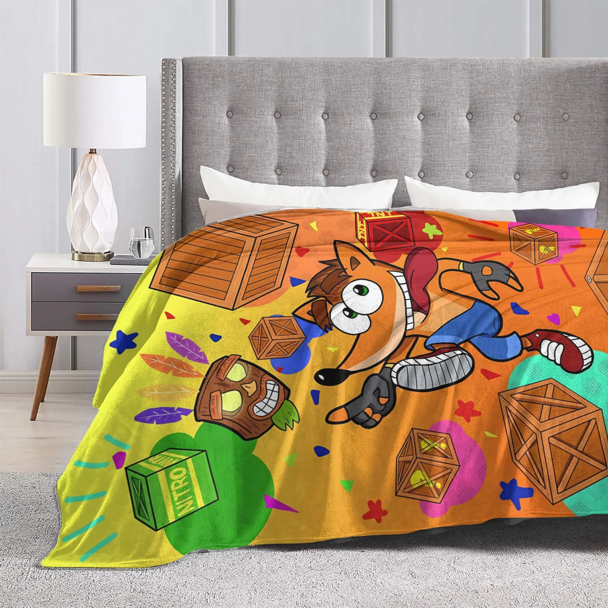 Crash Bandicoot Wumpa Fruit Flannel Blanket Winter  Soft Throw Blanket for Students Home Decor Trend Bedspread Sofa Bed Cover