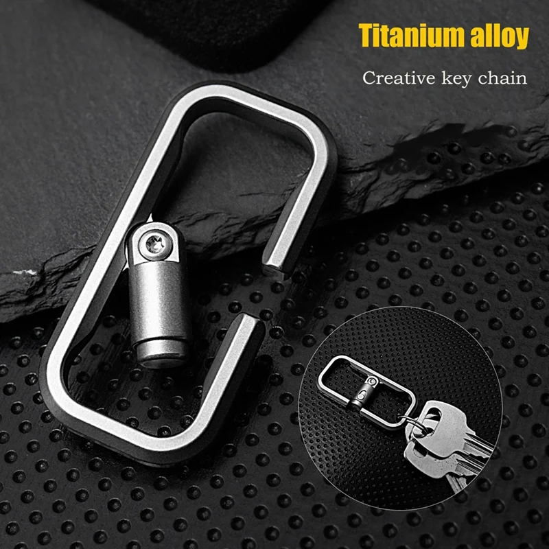 Titanium Alloy Press Lock Position Keychain Quick Release Car Keychain Cowhide Pendant EDC Gadget Gift For Men