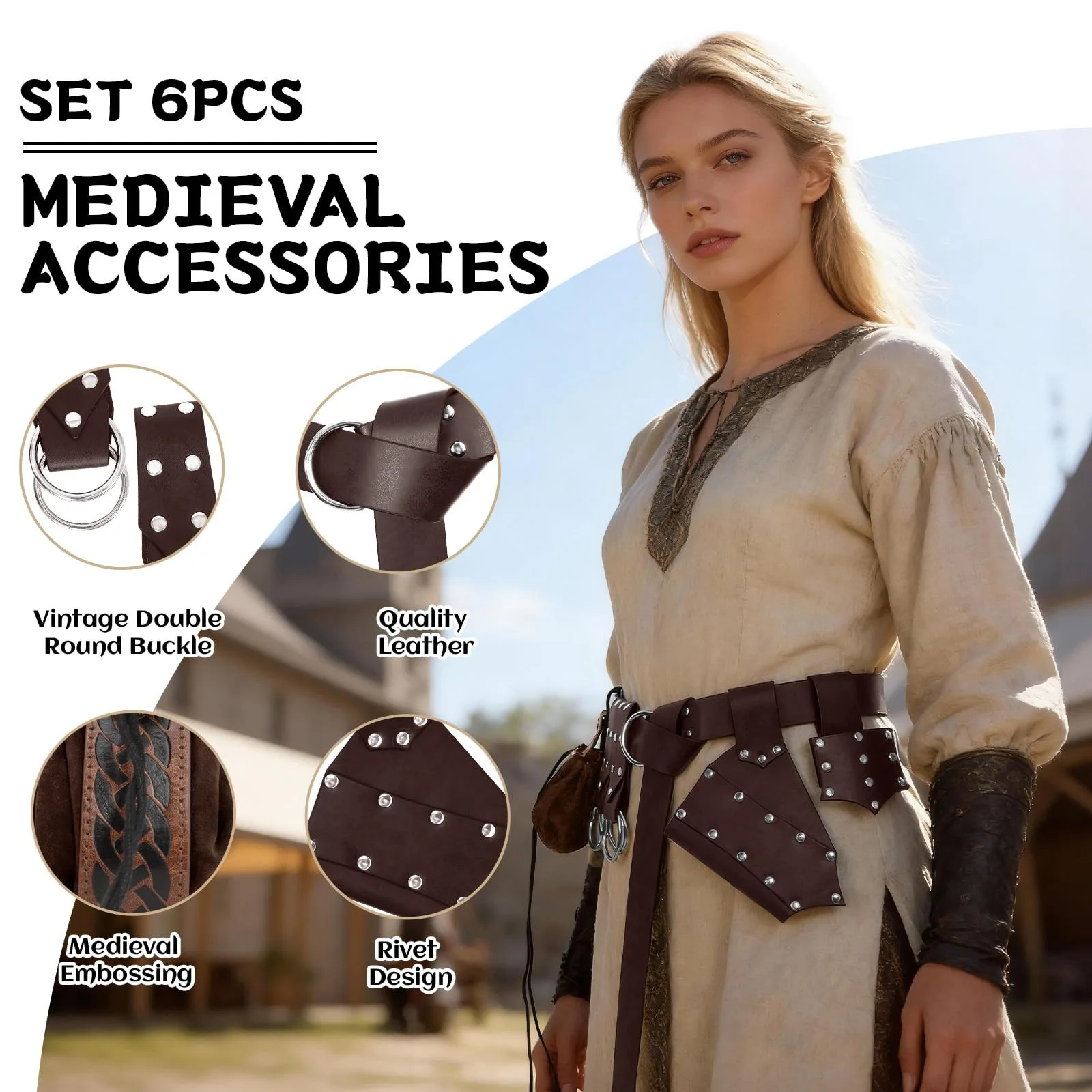Sword Holster Outdoor Sword Sheath Strap PU Medieval Cosplay Viking Warrior Costume Sword Sheath Set Adjustable Party Props