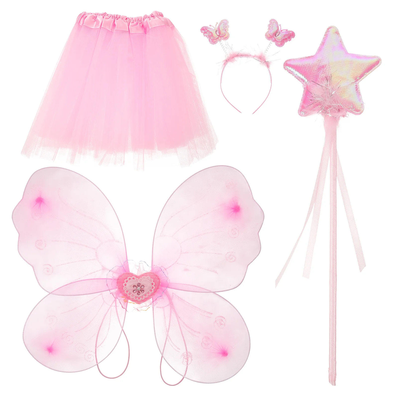 Butterfly Wings Four Piece Set Performance Dress Kid's Cosplay Children's Costume Kit Baby Girl Outfits