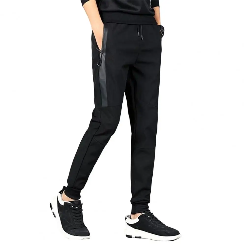 Men Trousers Solid Color Drawstring Elastic Waist Men Ankle Tied Casual Spring Trousers Daily Wear