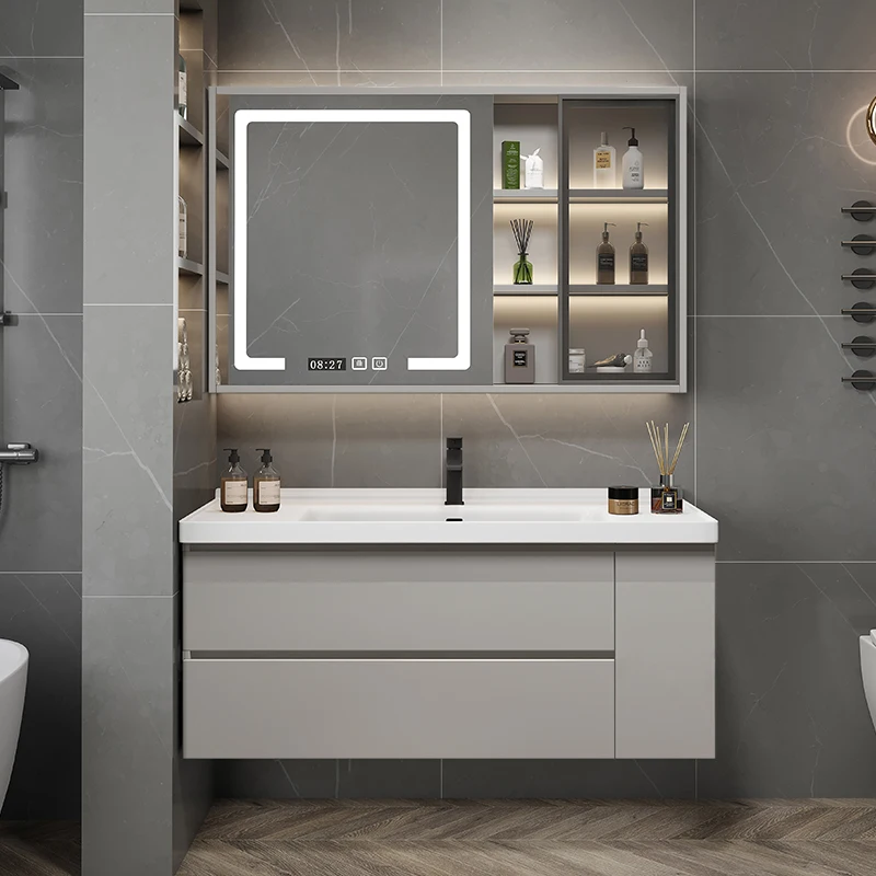 Closed Storage Toilet Cabinet Bathroom Kit With Mirrors Sinks Wooden Furniture Wall Shelf Locker Small Closet Pharmacy Floor Pvc