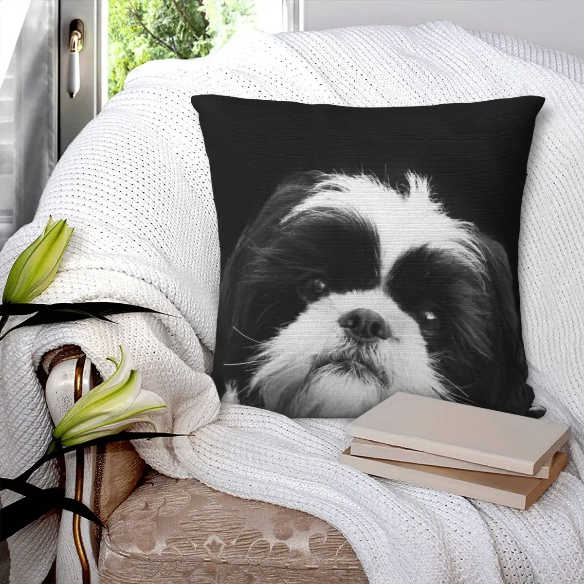 Shih Tzu Dog1 Square Pillowcase Pillow Cover Polyester Cushion Decor Comfort Throw Pillow for Home Sofa