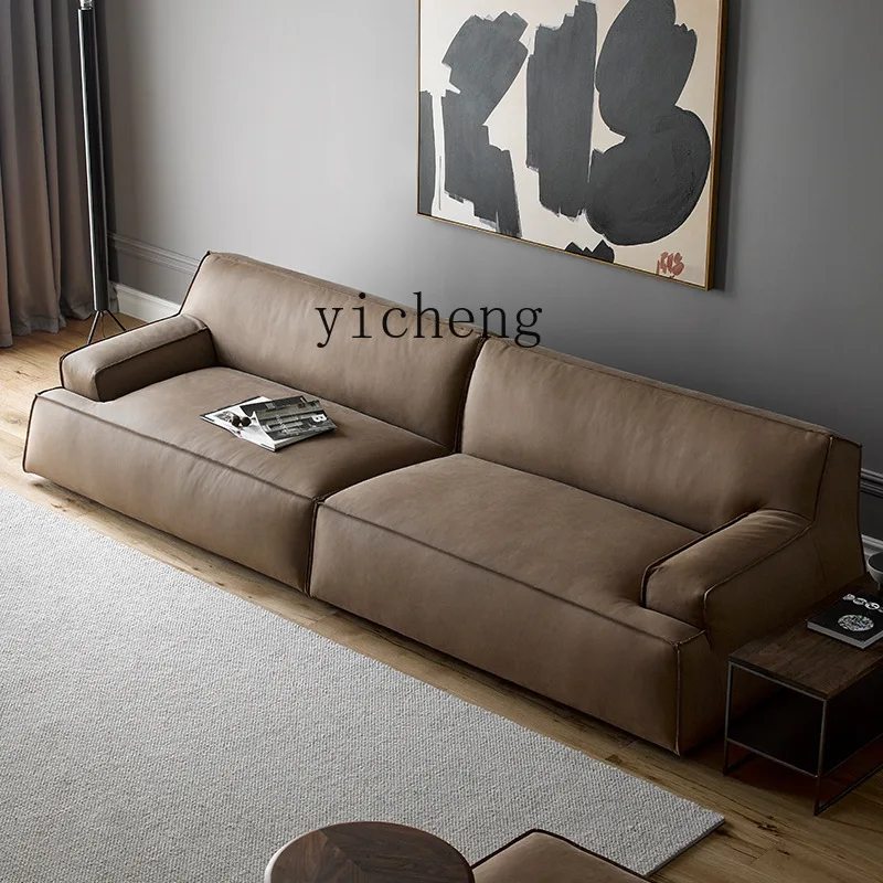 ZF Minimalist Frosted Faux Leather Living Room Simple Large and Small Apartment Type Living Room Sofa