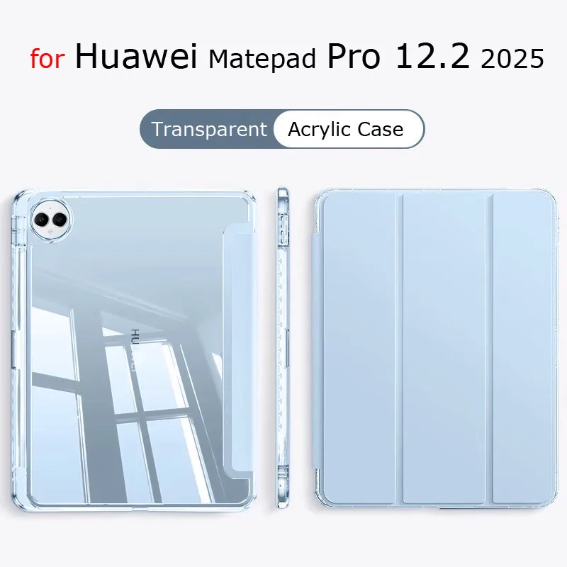 

Tri-fold Case for HUAWEI MatePad Pro 12.2 2025 MRO-W00 MRO-W10 MatepadAir 12/12X Pro 13.2 Transparent Acrylic Tablet Stand Case