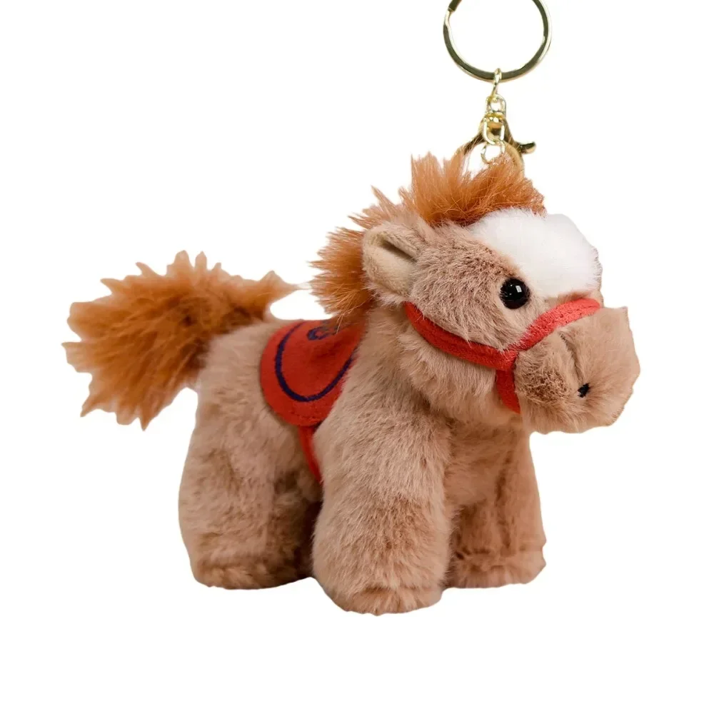 Cartoon Steed Pop Pluche Paard Sleutelhanger Langharige Staart Zodiac Pony Beeldje Knuffeldier Sleutelhanger Pluizige Mascotte Poppen