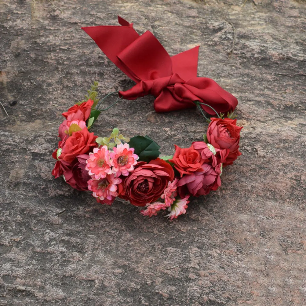 

Daisy Wreath Hairband Red Comfortable Lightweight Flower Headdress Ideal for Wedding Party Cosplay Performance Beach Photo Prop