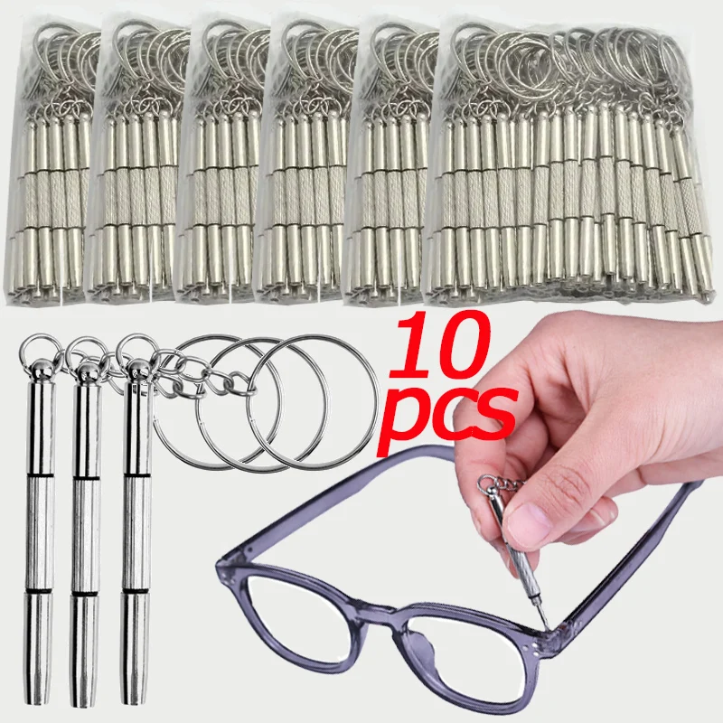 10Pcs 3 in 1 Multi-Bit Mini Screwdriver Portable Tools Precision Glasses Watch Keychain Repair Tool Eyeglasses Screwdrivers