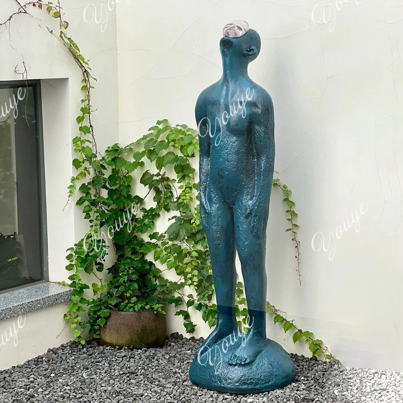 

Abstract humanoid FRP rain man sculpture large floor ornament entrance decorative artwork