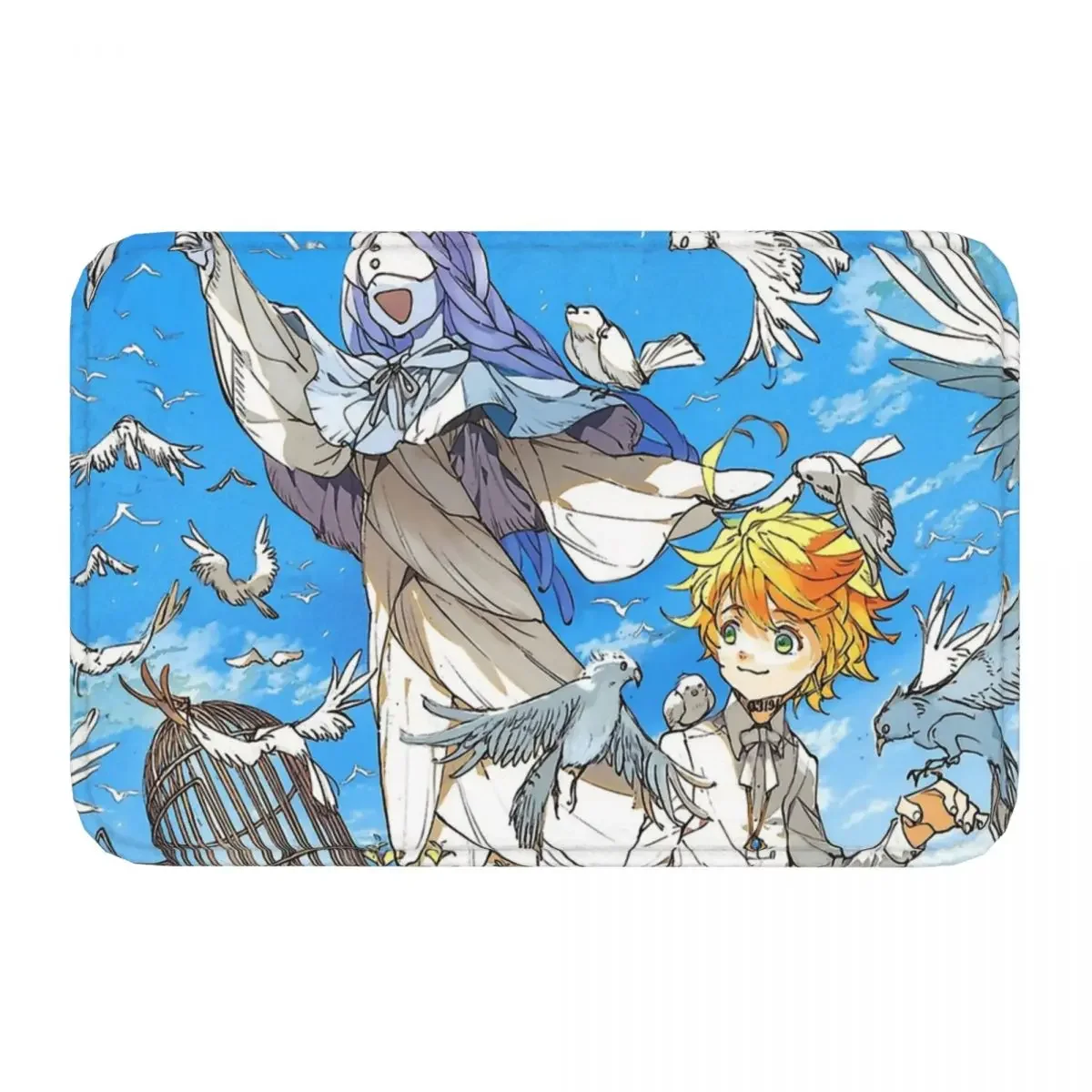 Non-slip Doormat The Promised Neverland Carpet Bath Kitchen Mat Outdoor Flannel Pattern