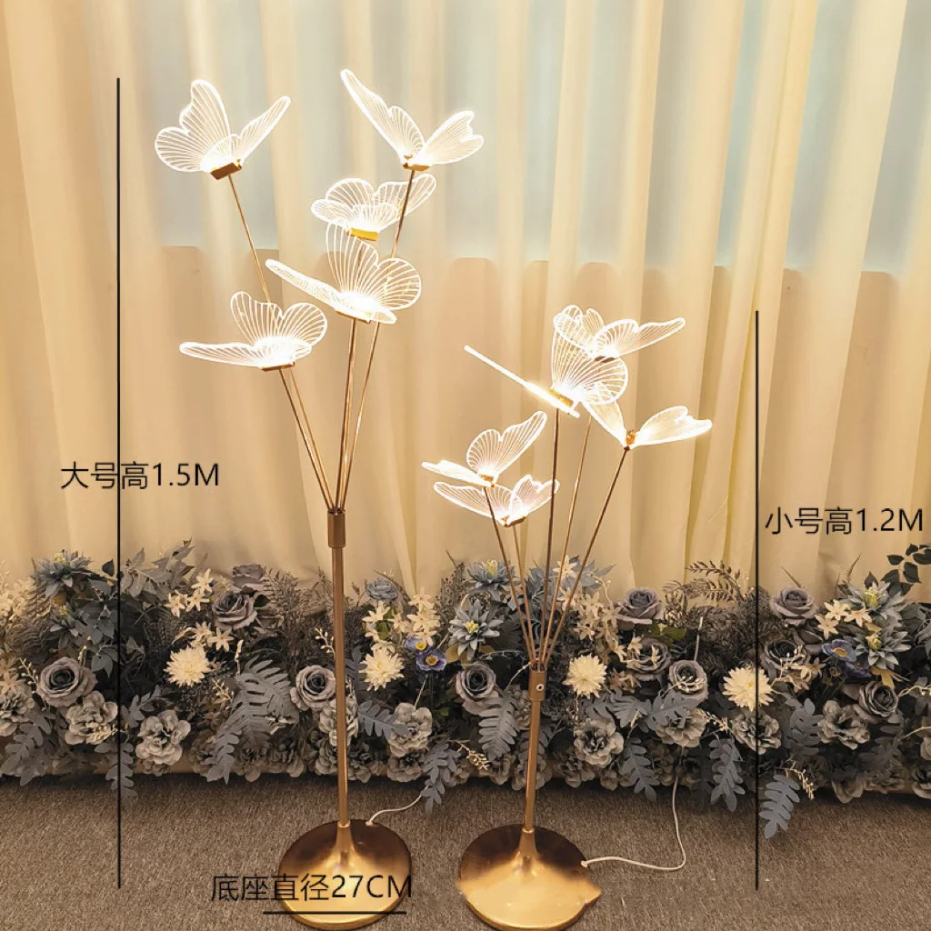 Wedding Floor Lamp Electroplated Gold Road Guide Lamp Wedding Decoration Lamp Exhibition Hall Lamp Bedroom Living Room Lamp LED