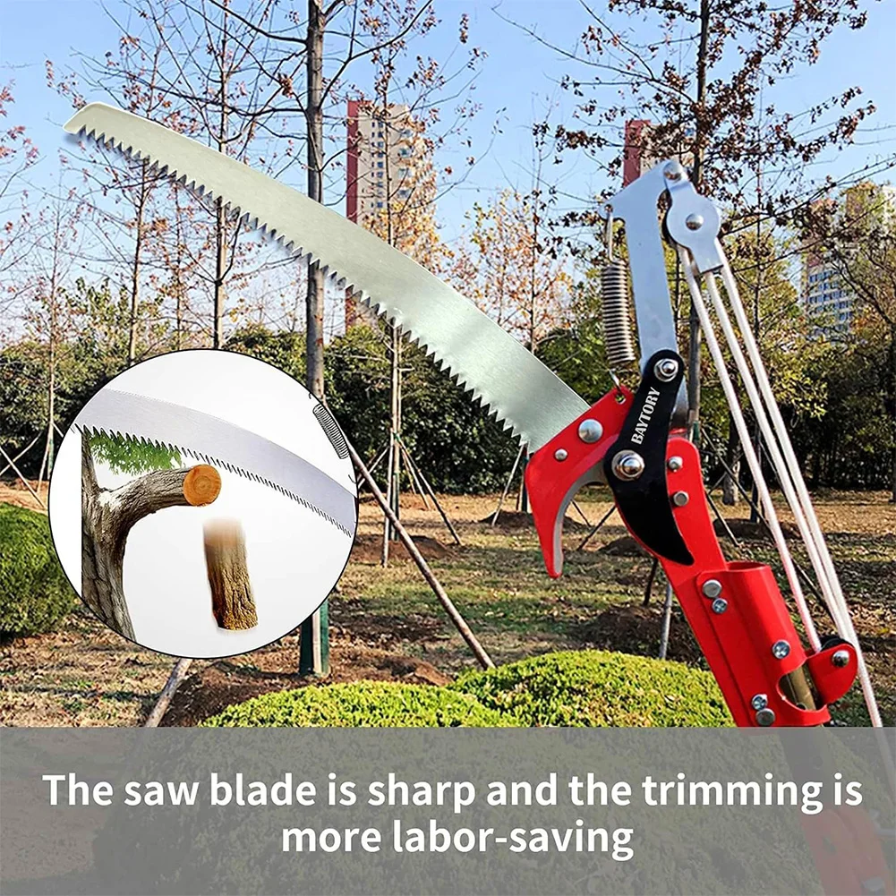 Extendable High Altitude Pruning Shears with Three Pulley System Ideal for Cutting Thick Branches and Fruit Picking