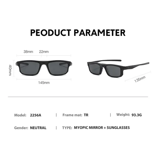 Imagen 2 del producto VCKA-gafas de sol cuadradas 6 en 1 para hombre y mujer, lentes deportivas con Clip magnético para miopía, gafas graduadas personalizadas para conducir, 1,0 ~-6,0