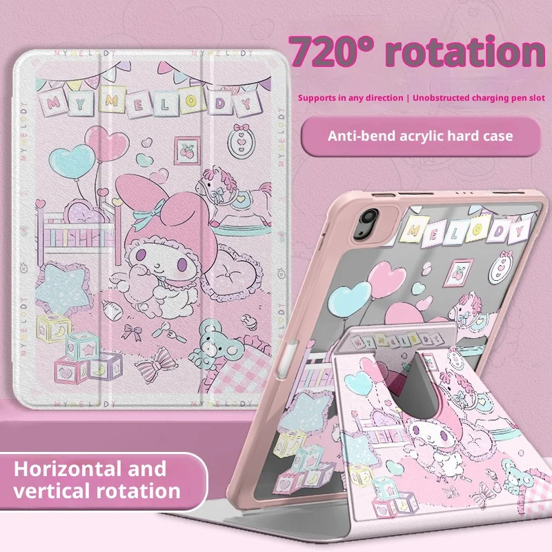 

Sanrio My Melody For iPad Case Funda ipad9/10/11 A16 11in Protective case Air 3 4 5 10.9in M2 M3 Pro4 5 6 12.9in M4 Tablet Cover