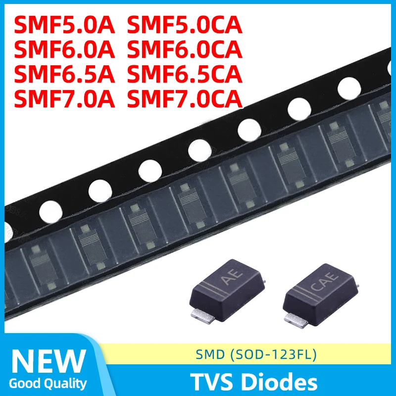 50PCS SMF5.0A AE SMF5.0CA CAE SMF6.0A AG SMF6.0CA CAG SMF6.5A AK SMF6.5CA CAK SMF7.0A AM SMF7.0CA CAM SOD-123FL TVS Diodos