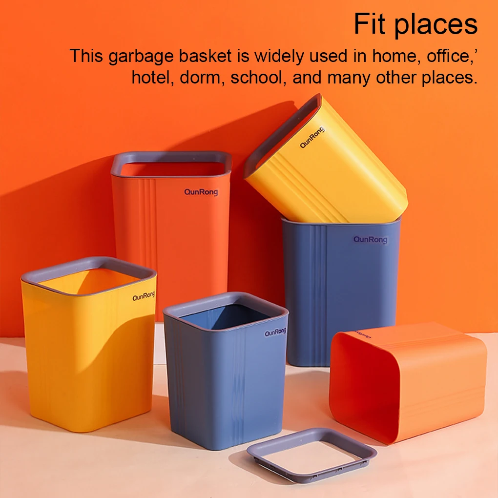 2 Pieces Office Hotel Garbage Bin Living Room Bedroom Bathroom ple Design Waste Paper Basket Rubbish Can Container