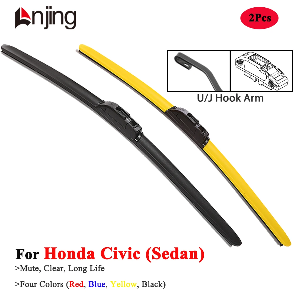 

LNJING Colorful Wiper Blades For Honda Civic Sedan 9th 10th Gen FA 1991 1995 2005 2010 2012 2015 2020 2023 2024 Car Accessories