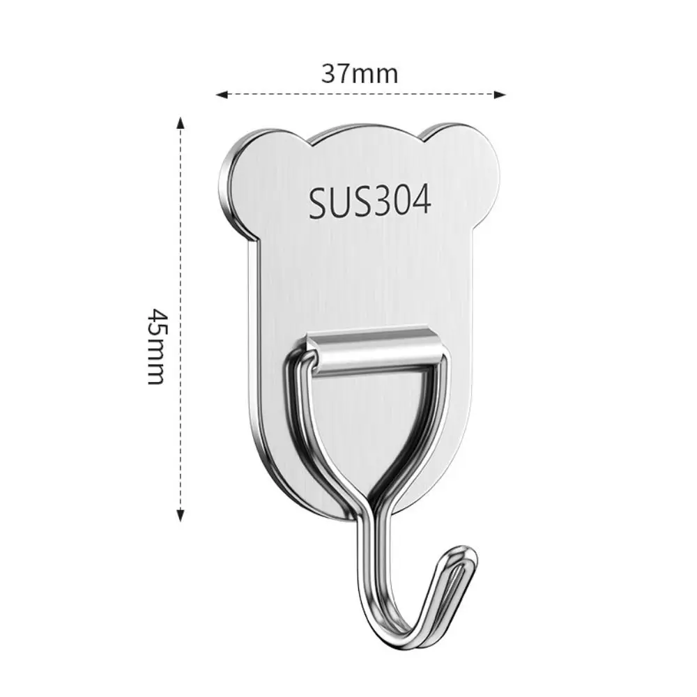 5pcs Strong Bearing Capacity Stainless Steel Hook Waterproof Strong and Durable Perforation-free Metal Hook Moisture-proof