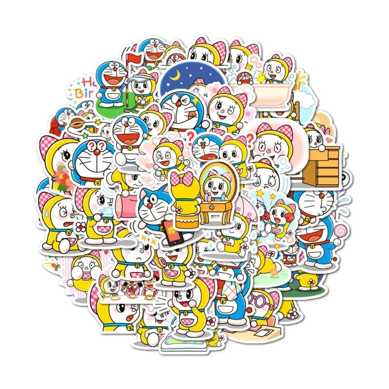 Autocollants Doraemon pour décorer, 48 pièces, stickers pour étui de téléphone portable, ordinateur portable, bagages, gobelet à eau, jouets pour enfants, vente en gros