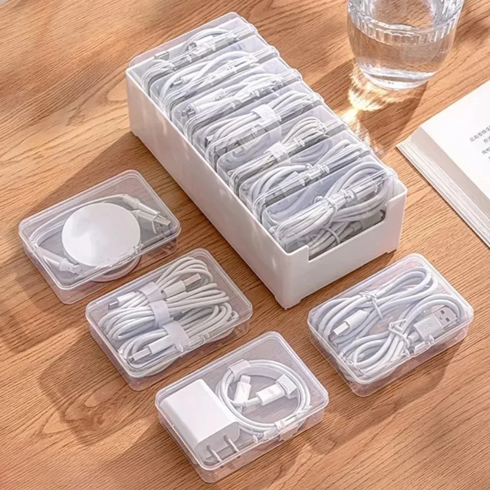 1Set Data Cable Storage Box Cable Organizer Bag With Power Charging Cable Management And Jewelry Storage,Desk Storage