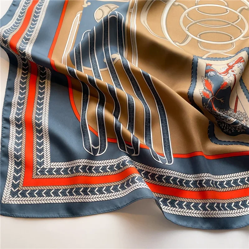 أوروبا أمريكا تنوعا شال الحجاب هيرباند عقال منديل شال باندانا 90X90cm العلامة التجارية الفاخرة الزهور طباعة وشاح حريري