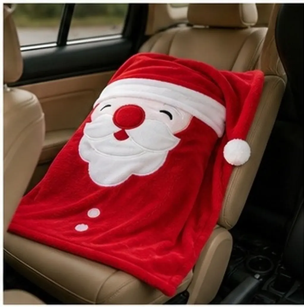 Santa Claus Themed Flannel Blanket Warm Comfortable Throw for Family Holiday Decor Nursery Stroller Car Seat Bed