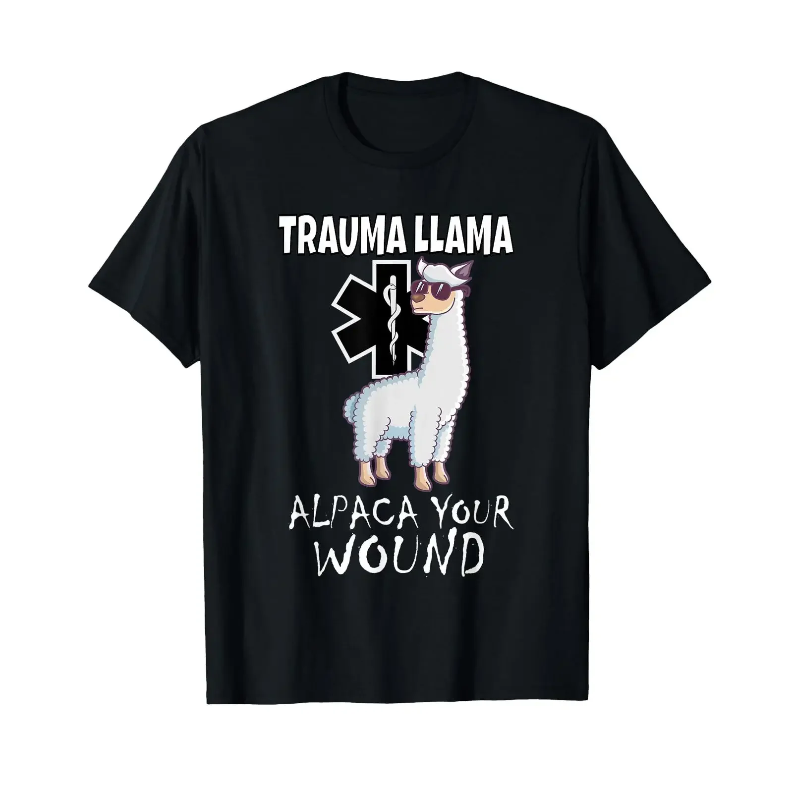 Trauma Llama EMT Design Medic EMS Alpaca Your Wound T Shirt vintage Washed Stretched Top For Everyday Wear Casual fashion