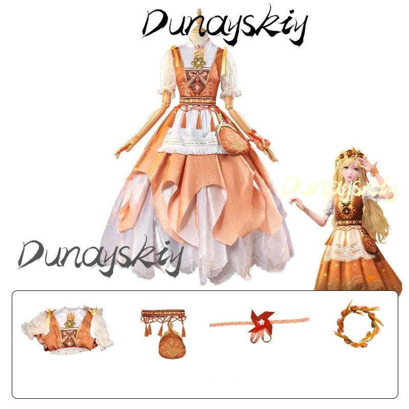 Game Infinity Nikki Cosplay Lolita Orange Dress Nikki Hometown Breeze Cosplay Costume Wig Girls Gown Party Prop Customized Item