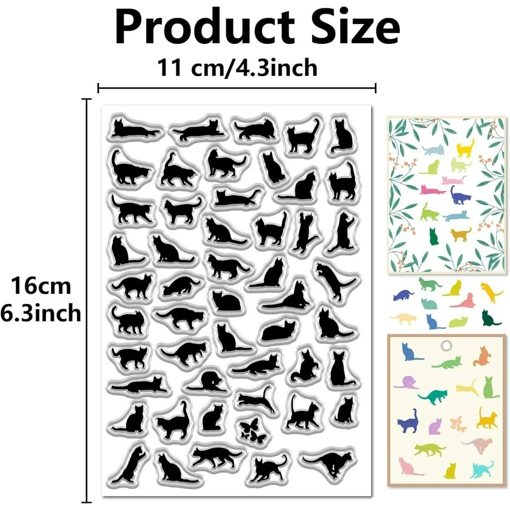 Animal Clear Rubber Stamps Vintage Black Cat Reusable Transparent Silicone Stamp Seals for Journaling Card Making Decor