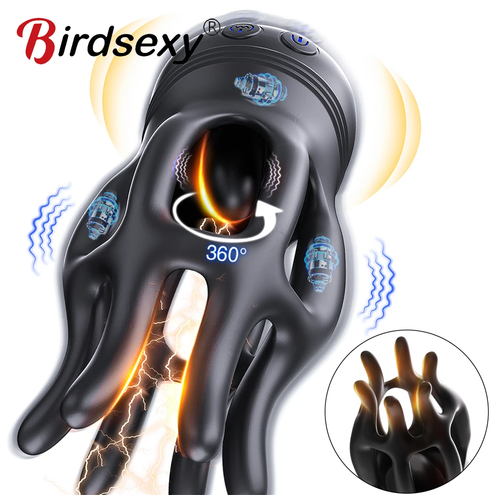حشفة المدرب هزاز للرجال قوية تهتز القضيب 360 °   دوران اللسان G بقعة الاستمناء جهاز هزاز لتدليك الجسم الجنس لعب الكبار