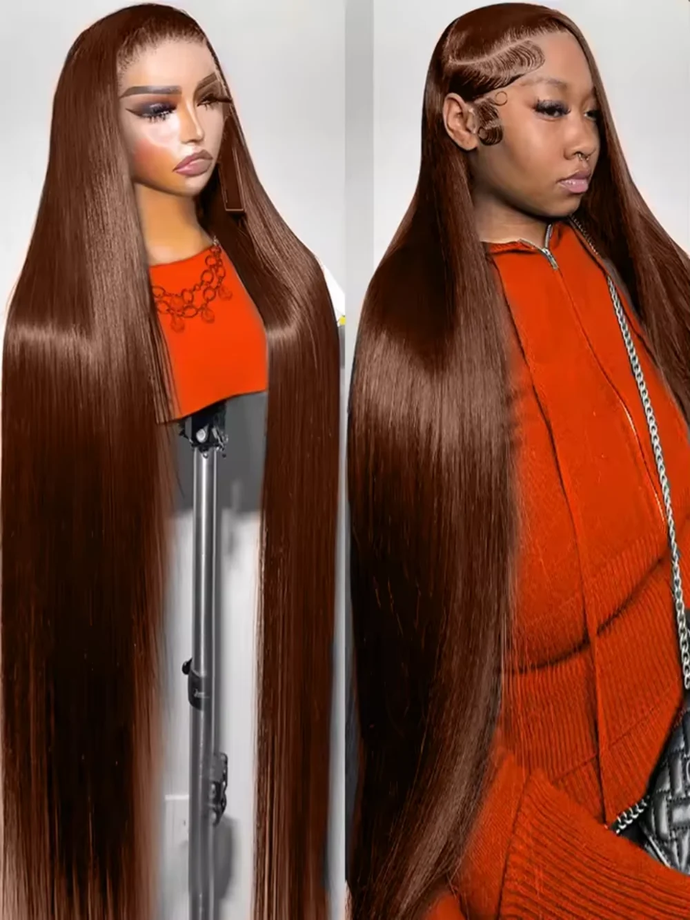 

Прямые как палка # 4 шоколадно-коричневых парика из натуральных волос с кружевной передней частью 13x4, парики с HD-кружевной передней частью 13x6, плотность 220, цветные, для женщин