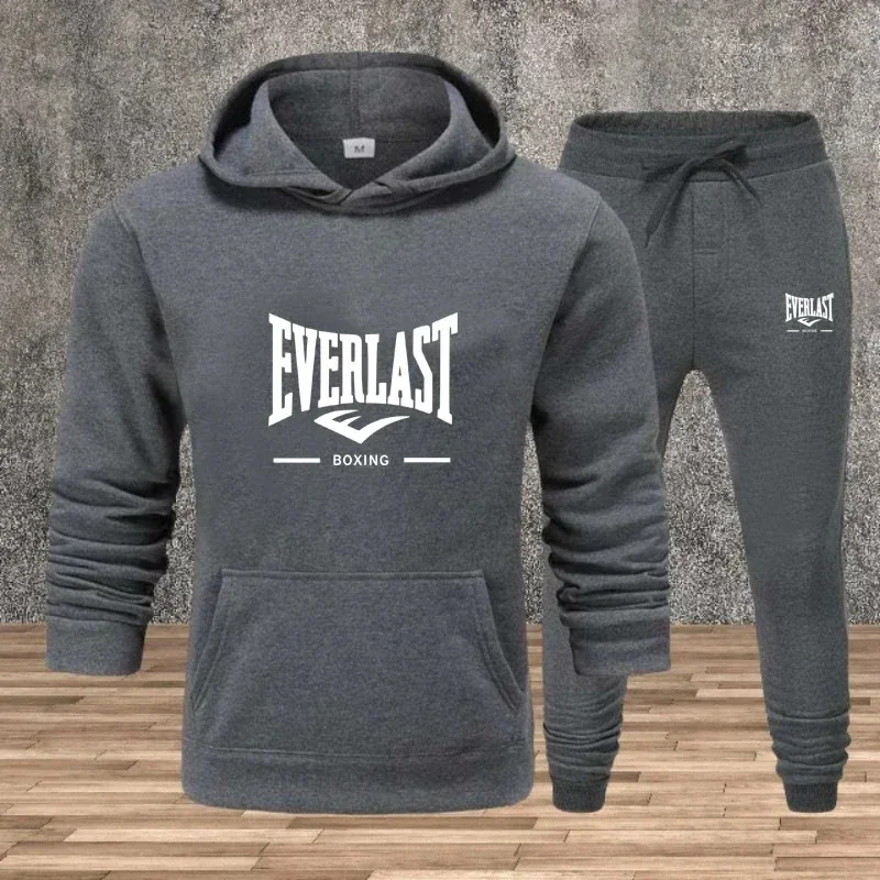 Ein neues modisches Fitness-Jogging-Freizeitset für Herren für Herbst und Winter, bestehend aus zweiteiligem Kapuzenpulloinghose view 2
