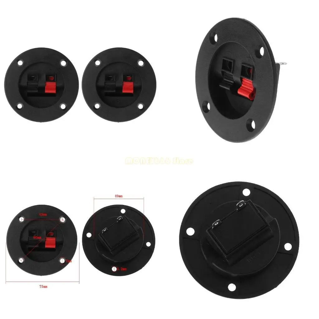 F62C 2PCS Круглый 2-позиционный терминал полосы динамика терминал Клип 49 мм отверстие для динамиков сабвуфера автомобиля