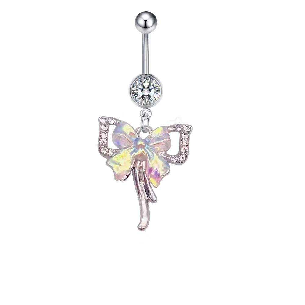 New Stainless Steel Belly Button Ring Butterfly Pearl Shell Colorful Starfish Belly Button Ring Body Piercing Jewelry