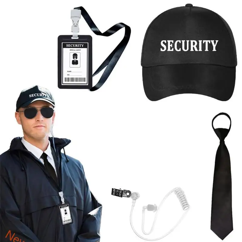 Geheime agent verkleed outfits, waaronder een zwarte bril Earpiece en Neck Tie Security Guard Cosplay kostuum voor kinderen