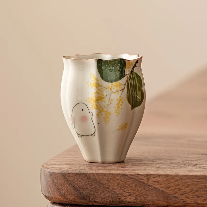 

Hand-painted Rabbit Tea Cup Japanese Ceramic Teacups Porcelain Household Chinese Kung Fu Teaware Set Master Mugs Tea Ceremony