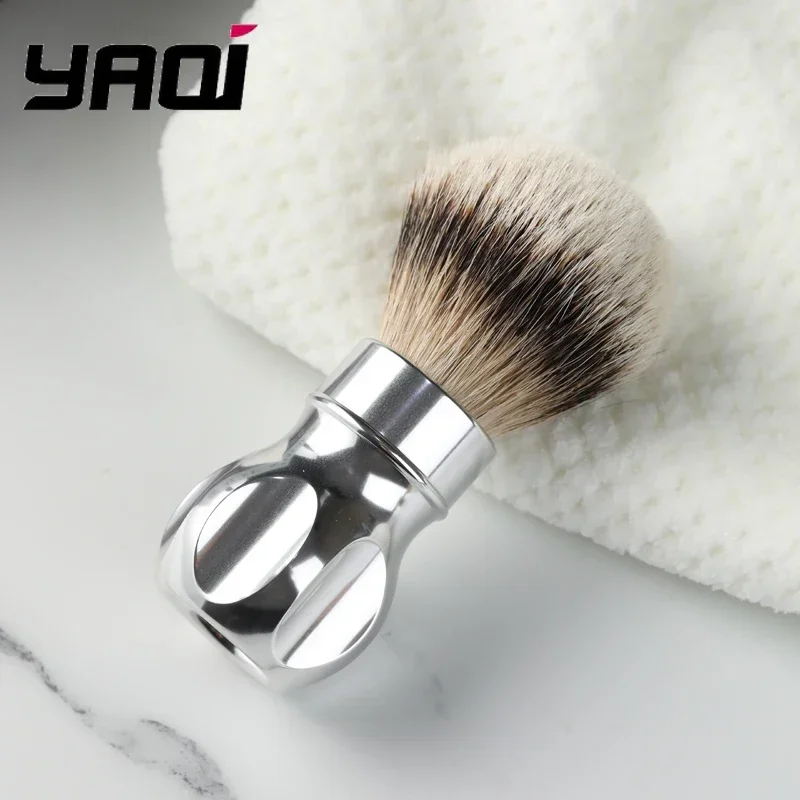 فرشاة الحلاقة ياكي الجوزاء 24 مللي متر بأكسيد مقبض معدني Silvertip الغرير فرشاة الحلاقة الشعر هدية عيد ميلاد لصديقها