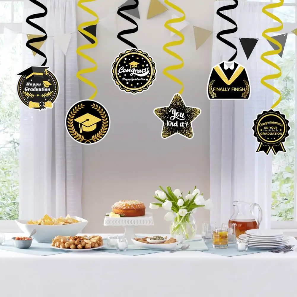 

2025 Graduation Season Spiral Pendant Banners Tag Pendants Ceiling Hanging Graduation Swirls School Grad Party Decor