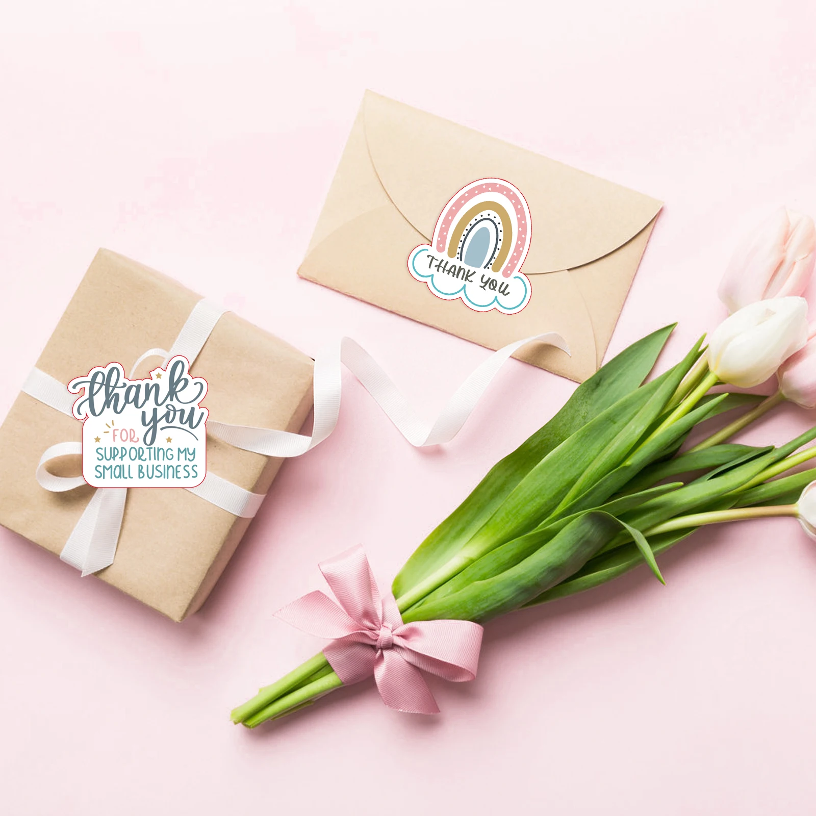 Thank You Envelope Rainbow Sealing Paste Baking Packaging Envelope Greeting Card Exquisite Gift Box Decorative Stickers