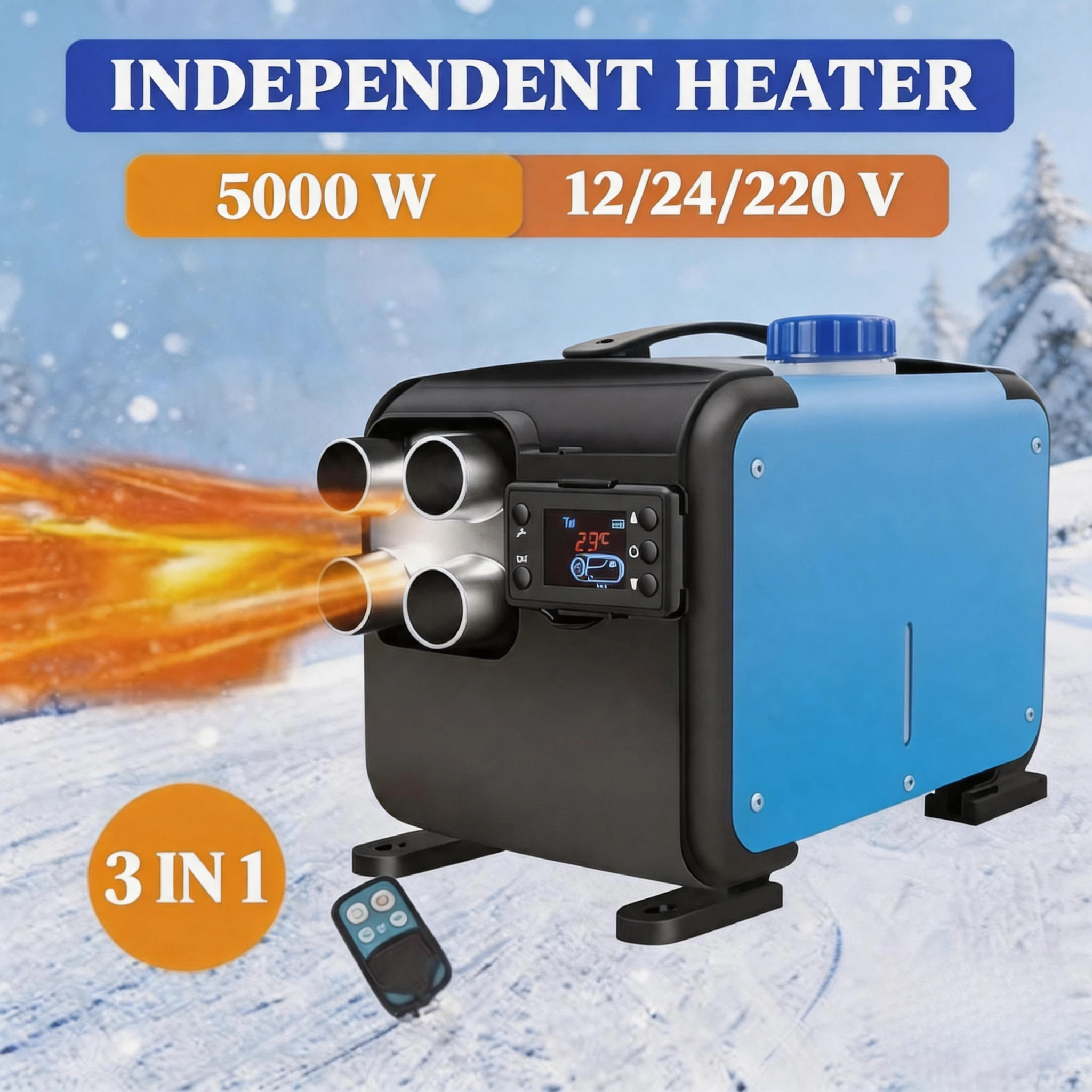 Engine Preheater 5KW Car Heater Air Diesel Heater 12V 24V 220V Aluminum Shell Air Parking Heater Warmer Wireless Remote Control