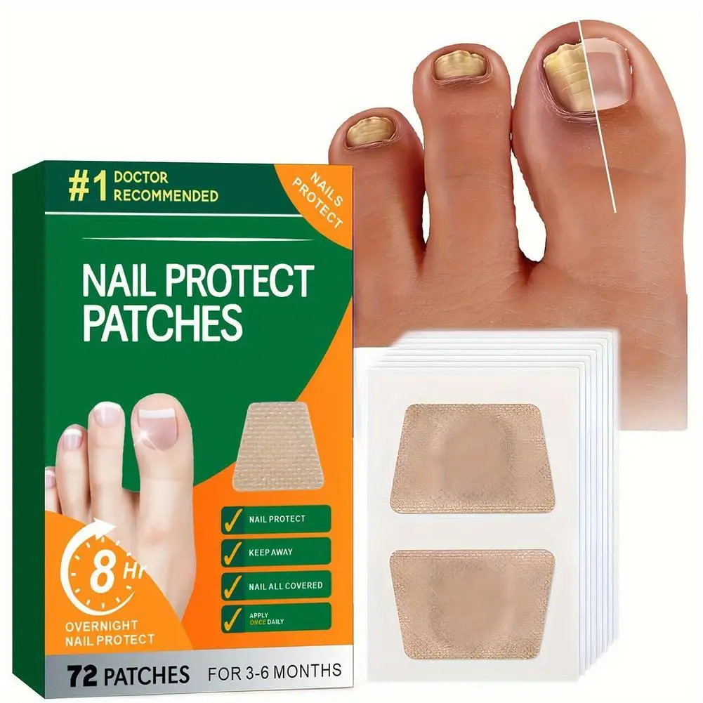 

72PCS Foot Nail Repair Patch Grey Fungal Nail Thicken Soft Paronychia Infection Hand Nail Correction Sticker Ingrown Toenail
