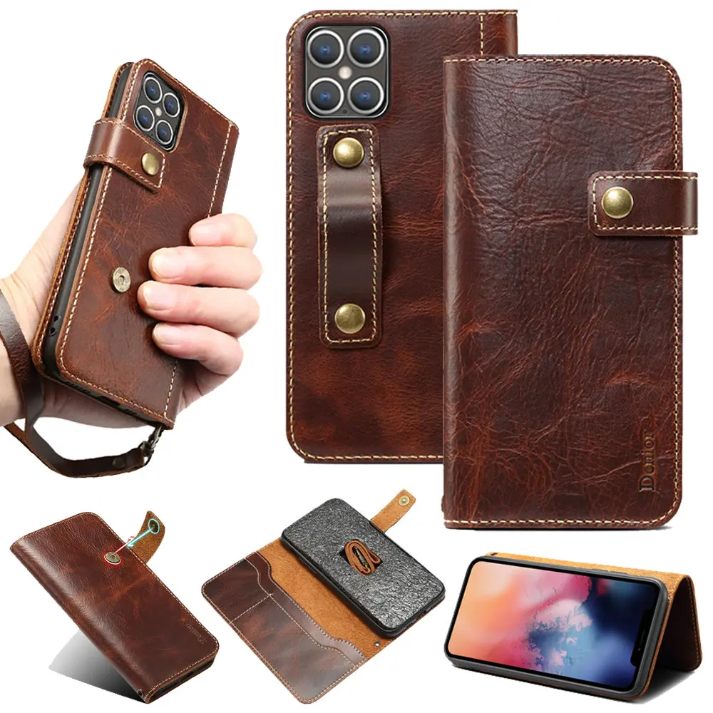 

Leather Phone Case Iphone 14 13 12 11 Pro Max Mini Flip Cover Wallet Finger Strap Case For Iphone X Xr Xs 8 7 Plus Se 2020 Coque