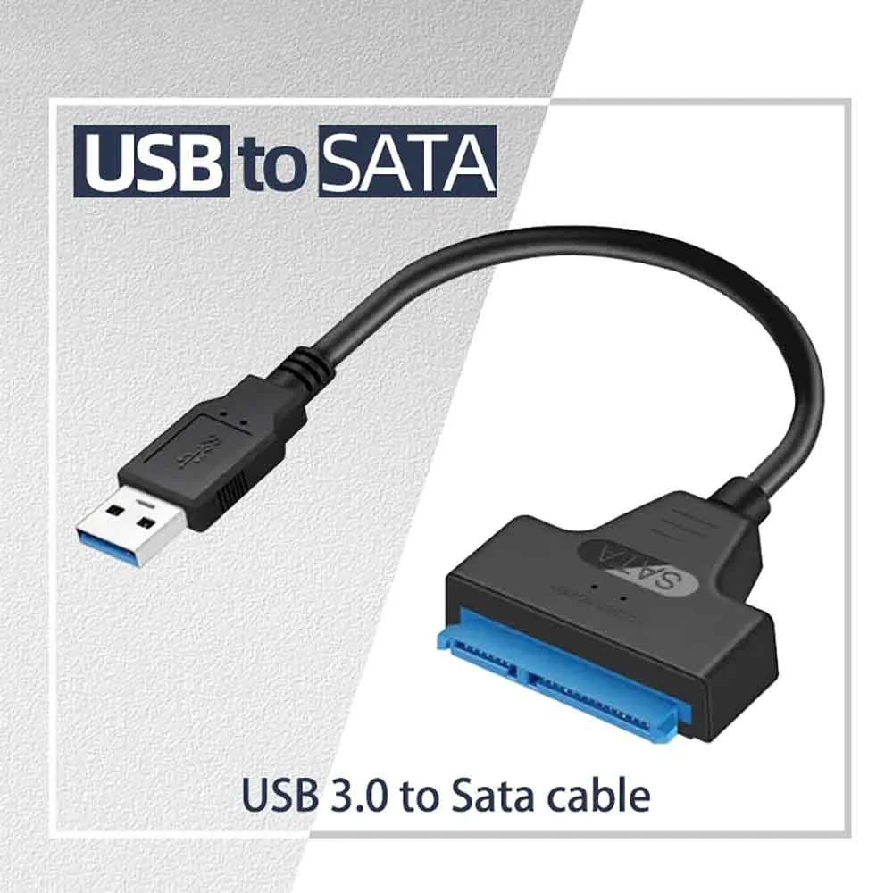 Adapter SATA do USB 3.0 do transferu danych z dysków twardych HDD/SSD 2,5 cala, zewnętrzny konwerter dysków twardych z obsługą UASP (czarny)