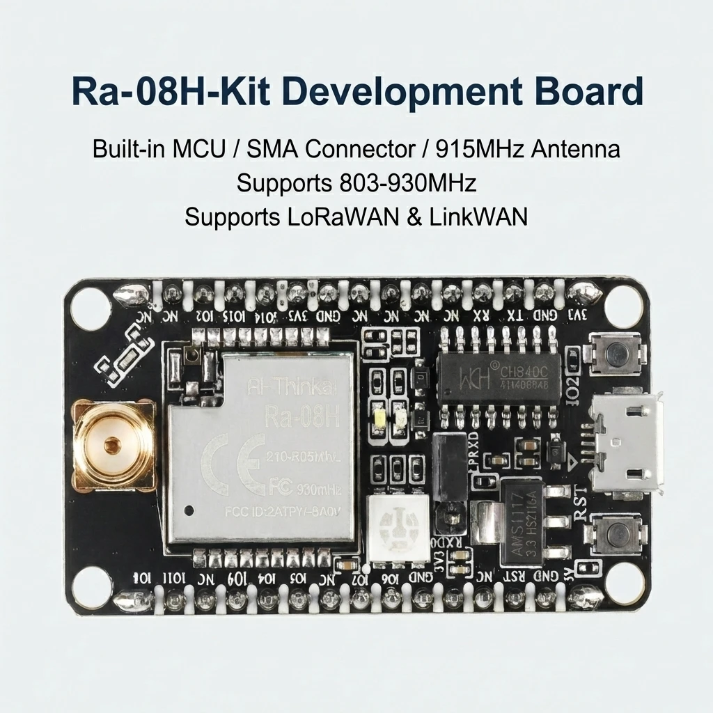 Ra-08H-Kit LoRaWAN RF Development Board with MCU 803-930MHz SMA 915MHz Antenna UART GPIO SPI I2C Module