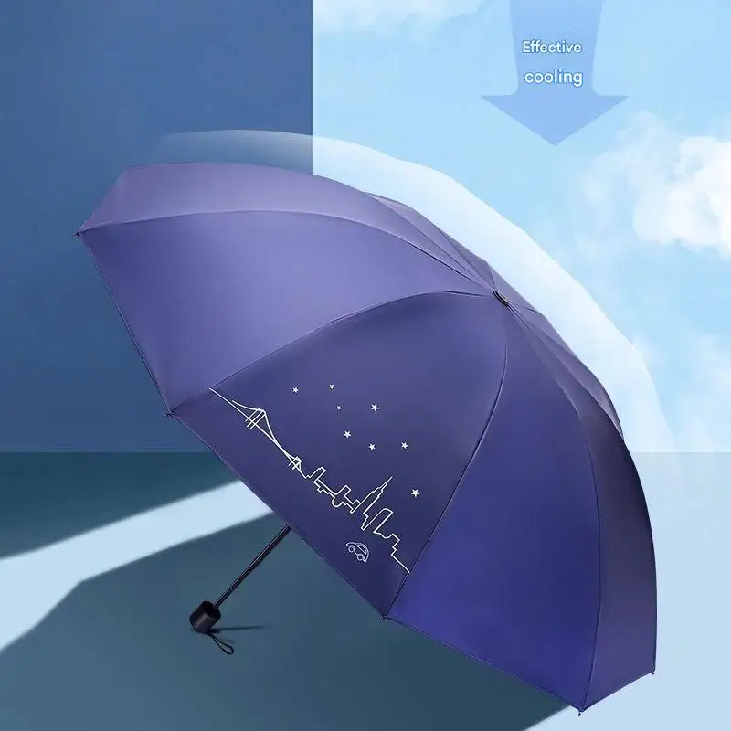 Foldable Ten-ribbed All-steel Sunshade Umbrella Enlarged Reinforced Windproof Umbrella Dual-use for Both Sunny and Rainy Days