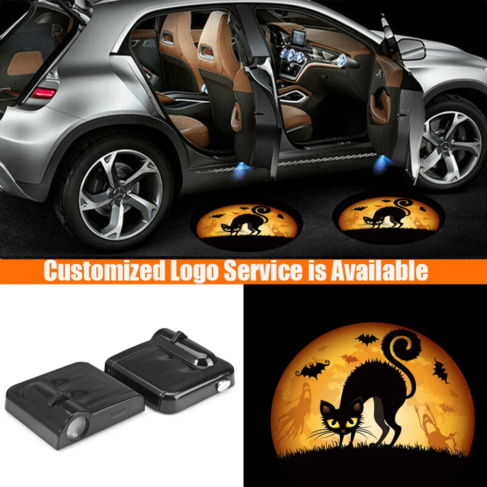 

2Pcs Wireless Hallowmas Led Logo Car Door Welcome Pedal Lights Courtesy Laser Projector Shadow Gadget Accessories