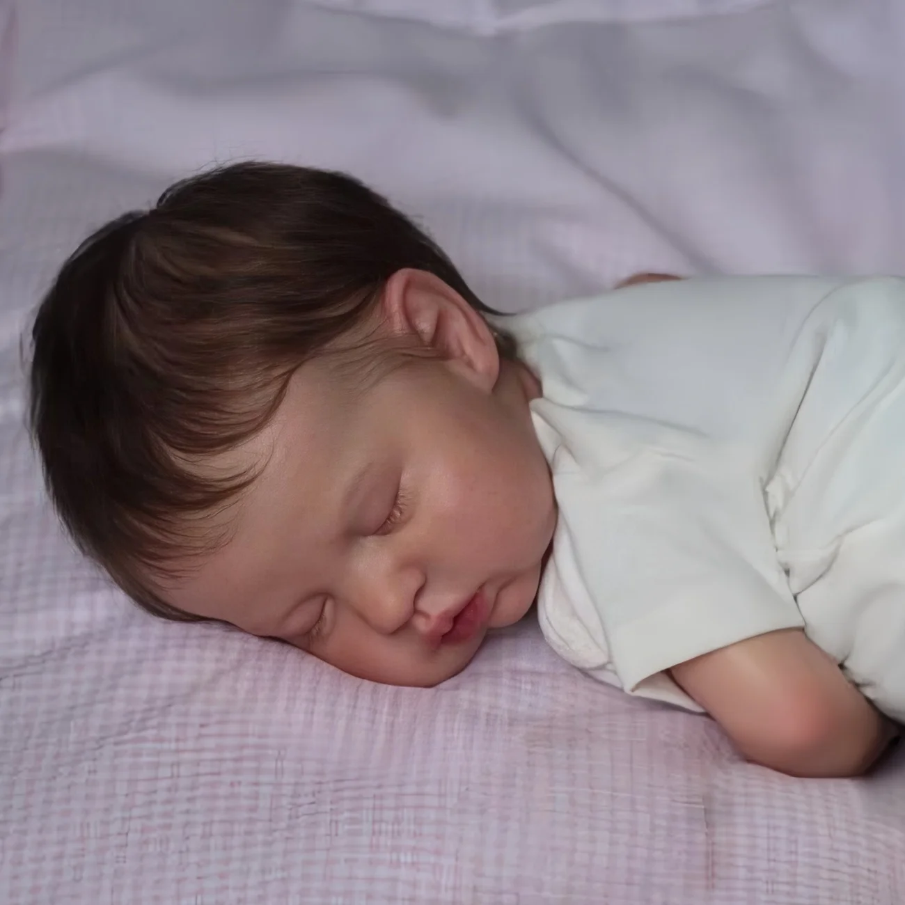 

BZDOLL Asleep 48CM Reborn Baby Doll Toy with Pacifier 3D Lifelike Skin Vinyl Limbs Cloth Body, Handmade Real Look Toy for Girls