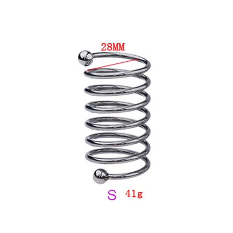 BDSM Male Delay Ejaculation Stainless Steel Penis Dildo Ring Spiral Cock Rings Spring Extended Dick Cage Slave Sex Toys for Men